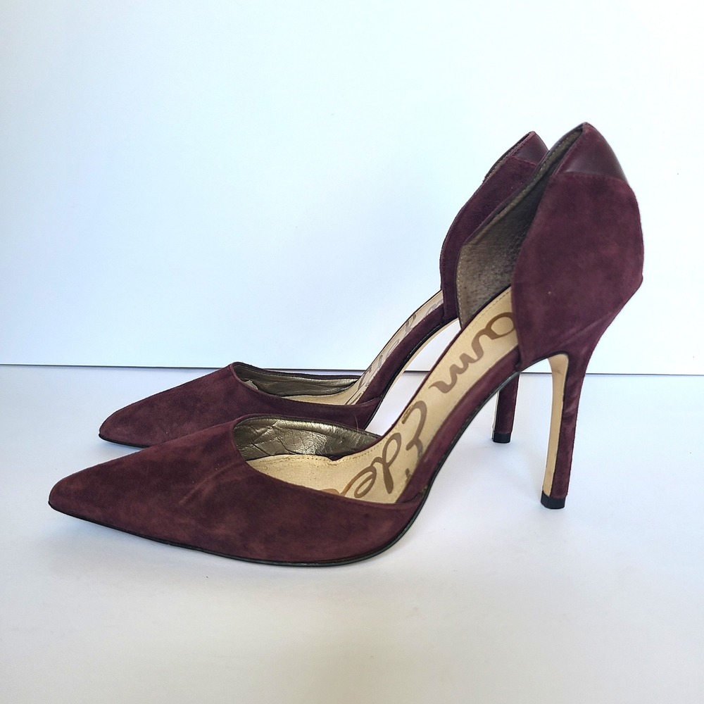 Sam Edelman US 9 D'Orsay Plum Purple Suede Heels Delilah Pointed Quiet Luxury - Picture 4 of 8